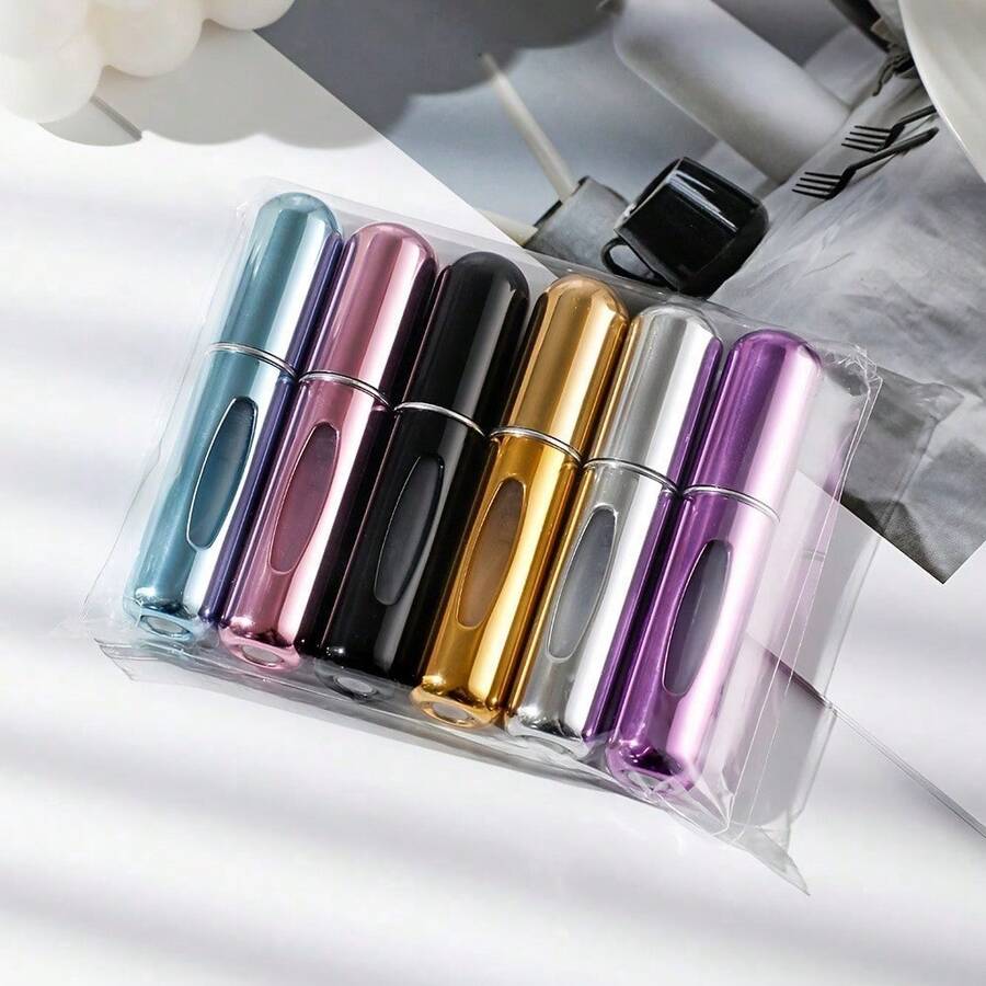 1Pc 5ml Metal Travel Spray Bottles, Self-Priming, Bottom Filling, Unscented, PVC-Free, Portable Perfume Atomizer Set For Suitcase & Toiletry Bag - Màu đen sáng - Xem 1