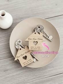 Personalized First Home Couple Keychain, Valentine's Day Gift, New Home Souvenir, Durable Ring Buckle, Housewarming Gift For Men And Women, Commemorative Keychain, Elegant Keychain,Christmas Gift Supplies - Multicolor - View 1
