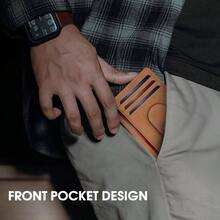 - portafolios delgada para Smarttag2 bolsillo frontal minimalista de piel compatible con RFID bloqueo tarjetero, Marrn - marrón - Ver 7