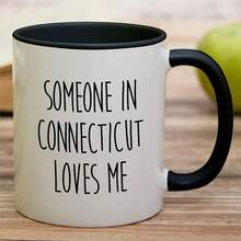 Retreez Funny Mug Long Distance Relationship - Someone In Loves Me Mug - 11 Oz Ceramic Coffee Or Tea Cup - Birthday, Missing You, Valentine's Day Boyfriend Or Girlfriend - 白色馬克杯,黑色手柄和內壁 - 查看 3