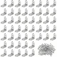 Soportes de Esquina en L, 50 pack Soportes de Acero Inoxidable en L para Estantes 90 Grados, con Tornillos Soporte de Esquina de Metal, Soporte de Angulo Recto Pequeo 20mm - 20 mm - Ver 1