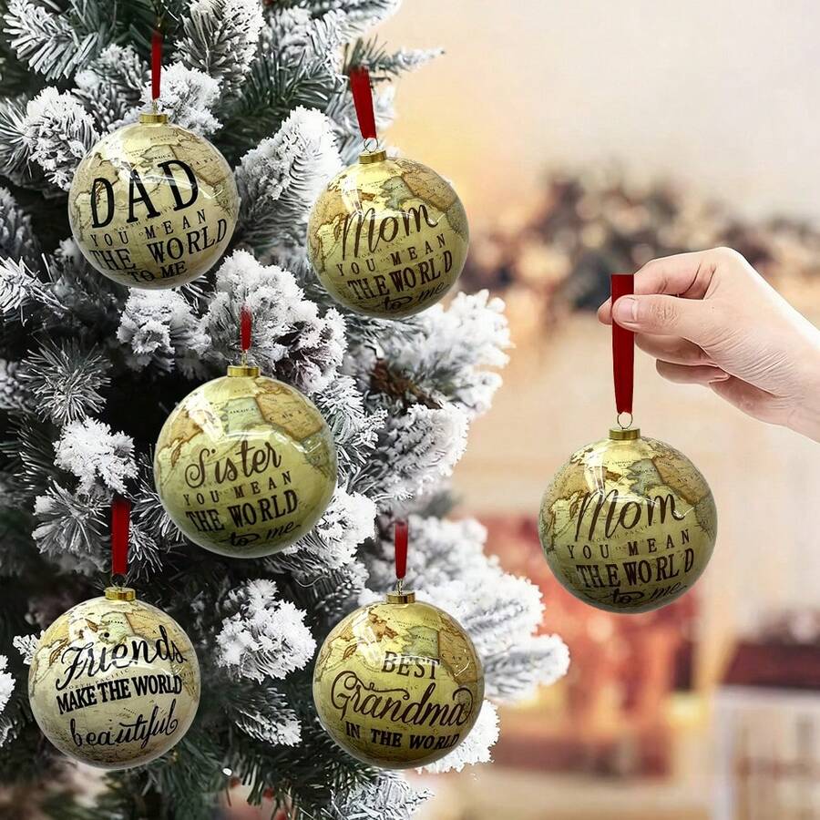 AFYPRTY 1pc Christmas Decoration Ball Christmas Tree Decoration Supplies You Mean The World To Me Christmas Party Pendants Christmas Party Gifts Birthday Gifts Suitable For Party Decoration Christmas Tree Decoration - Multicolor - View 1
