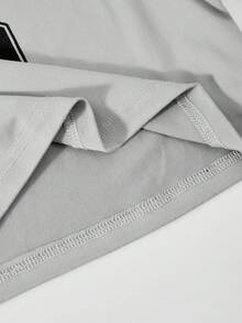 مجموعة كاجوال للبنات 2 قطعة، طباعة رقمية، ملابس علوية بياقة مربعة بدون أكمام مع بنطلون أبيض مخطط، مناسبة للربيع والخريف والشتاء للخروج اليومي والسفر - رمادي - مشاهدة 8