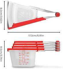 Dreamfarm Levups - Juego de tazas medidoras autonivelantes para cocina y horno, 4 unidades, color rojo - rojo - Ver 6