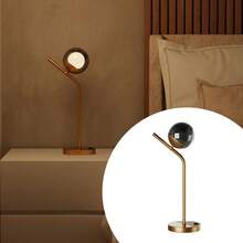 Modern Tilted Table Lamp With Switch And 10cm Glass Globe Home And House Decoration For Living Room, Bedroom, Headboard - Khói Quả Cầu Vàng - Xem 5