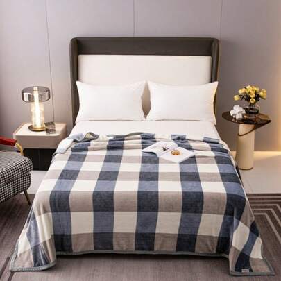 1 件珊瑚绒毯子、保暖内衬毯、午睡毯、办公室毯、厚牛奶绒双层毯子，适合所有季节