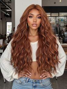 High-Quality 28-Inch Fluffy Orange Mid-Roll Wig, Specially Designed For Women. Heat-Resistant Synthetic Woven Wig, Suitable For Women To Wear During Festivals, Cosplay, Friends' Gatherings And Daily Wear. A Must-Have Gift For Girls On Festivals