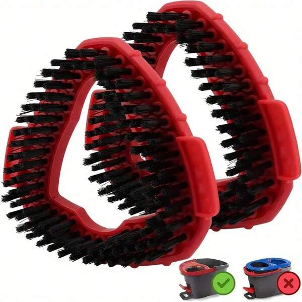 2 cabeças de escova de substituição para esfregão giratório O-Ceda EasyWring - escova de limpeza com cerdas duras, adequada para banheiros, azulejos de cozinha e pisos duros - compatível com sistema de balde único