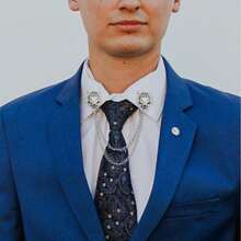 1/2/3 قطعة دبوس ياقة سلسلة رجالي مزين بحجر - رأس الذئب والتاج والجناح سلسلة ياقة طويلة - دبوص صدر فاخر مرصع بالراين ستون للزفاف، ذهبي وفضي