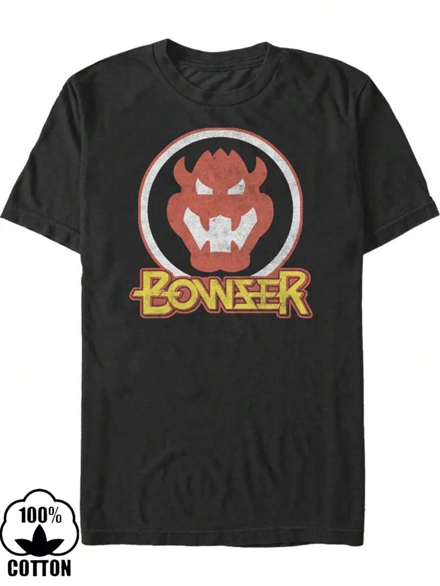 Nueva camiseta 100% algodón para hombre con estampado grande de grafiti de anime moderno y creativo, camiseta de manga corta con cuello redondo informal y cómoda, ropa de primavera y verano, adecuada para cualquier ocasión, color sólido, informal, uso diario, ligera y transpirable, camiseta de manga corta para todo tipo de combinaciones en verano - Negro - Ver 1