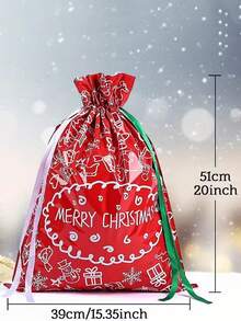 1 pieza Bolsas grandes de Navidad, 39 * 51cm Bolsas con cordón para regalos de Navidad, hechas de plástico duradero con una construcción resistente y un diseño festivo. Sirven para múltiples propósitos: perfectas para decoraciones de fiestas de Navidad, bolsas grandes para regalos de Navidad, bolsas de calendario de adviento, bolsas para regalos, sacos de Navidad personalizados