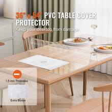 Plastic Tablecloth, 36 X 54 Inches, 1.5 Mm Thick, Clear Table Protector, Rectangular PVC Desk Pad, Waterproof And Easy-Clean Desk Mat, Table Cover, For Office, Dresser, Dining Room Table, Nightstand - 36x54 Zoll 1,5 mm - Xem 2
