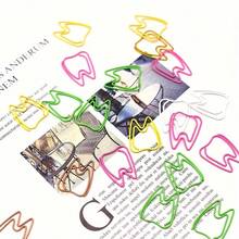 25pcs Whimsical Tooth-Shaped Paper Clips - Colorful Creative Iron Bookmarks For Office Supplies, Document Organizer, Stationery Binder Clips With Multicolor Design And Space-Saving Functionality For Easy File Management