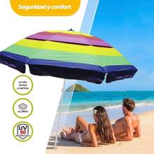 Sombrilla para Playa porttil, sombrilla para Mesa de Jardin, terrazas, Patio, Aire Libre, Camping, Exteriores con Filtro Rayos Arco Iris, 2.15 Metros - Arco iris - Ver 5