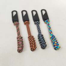 4pcs Paracord Zipper Pulls Replacement Tab Universal Nylon Metal Zipper Clips Repair Kit, Hand Woven Rope Handle Cord Tab For Backpacks Jackets Luggage (4Pcs-A)
