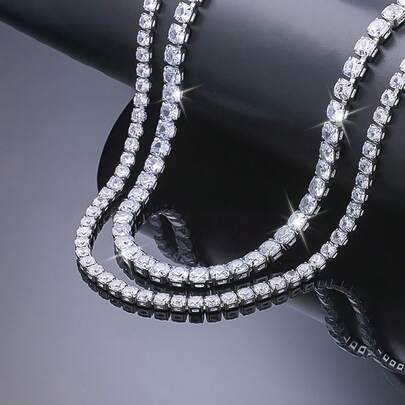 1pc 925 Sterling Silver Luxury Zirconia Tennis Necklace, Elegant & Suitable For Daily Wear, Parties, Weddings. Great Gift For Family, Friends, Christmas, Halloween, Valentine's Day, Birthday