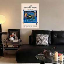 Framed 2D Canvas Modern Wall Art 1pc Jean-Michel Basquiat Inspired Canvas Art Poster - Museum-Quality Replica Vintage Modern Abstract Painting With Crown & Multiflavors Text Design - Blue, Yellow, Black, White, Red Bold Statement Piece For Living Room, Bedroom, Office Decor - Easy Hanging Installation, Mid-20th Century Graphic Elements, Indoor/Outdoor Use - Contemporary, Casual, Traditional Style Wall Art, Bedroom Artwork, Home Decoration, Contemporary Design, Highquality Print, Interior Designers,  Flat, - Framed(框架) - 查看 1
