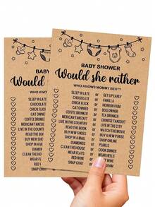 一套婴儿洗礼游戏、婴儿字母搜索游戏卡、婴儿洗礼派对游戏和活动、派对活动创意用品、婴儿洗礼创意、20张游戏卡的牛皮纸 - 彩色 - 查看 8