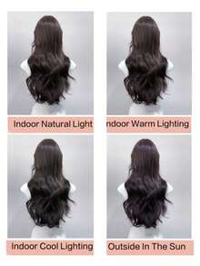 24-Inch Synthetic Heat-Resistant Middle-Length Natural Wavy Wig, Center-Parted, Brown Color, Soft And Fluffy Texture, Suitable For Daily Wear, Music Festivals And Parties - Multicolor - View 10