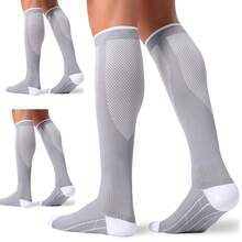 3 Paar Unisex Kompressionsstrümpfe 20-30 mmHg, Zirkulationsunterstützende Socken, Sport Kniestrümpfe - Verschiedenfarbig - Übersicht 11