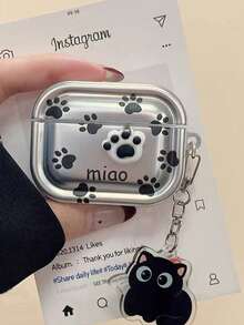 Matte Dual-Ring Cat Claw Earphone Case, Compatible With AirPods 1/2, 3, 4, Pro, Pro 2, Pro 3, Dual-Ring Matte Silver Shell Compatible With Apple - Clear - View 11