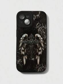 ROMWE Gothic Style Illustration Black Phone Case, Hallowe.Holiday Phone Accessories.Cover 17 Pro Max 16 Case 17 Pro Max Case Fundas Rilakkuma Girlfriend Or Boyfriend Cover De Gifts Phone Cases 14 16 Pro Max Case Y2k Phone Case - 彩色 - 查看 1