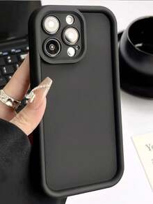 Prostota Modne Podniesione Krawędzie Ochrona Premium Teksturowane Czarne Miękkie Silikonowe Etui na Telefon z Ochroną Aparatu Kompatybilne z Samsung Galaxy I kompatybilne z serią Odporna na wstrząsy Tylna Obudowa Telefonu z TPU