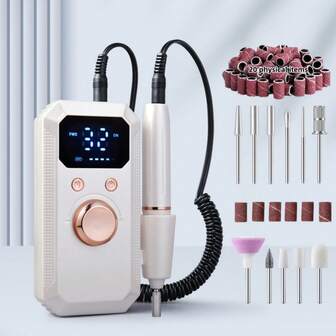 20,000RPM Rechargeable Electric Nail Drill, Professional Portable Nail File Machine For Acrylic, Gel Nails Polishing, With 11 Sanding Bits And 20 Sanding Bands, Cordless High-Speed Salon & Home Use, Great Gift For Women