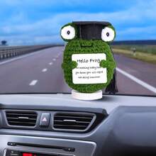 Adornos Tejidos - Muñeca Tejida con Tarjeta, Muñeca de Apoyo Emocional Creativa y Linda, Regalo para Amigos, Regalo de Cumpleaños, Decoración del Hogar Adornos Tejidos (Rana) - día - Ver 1