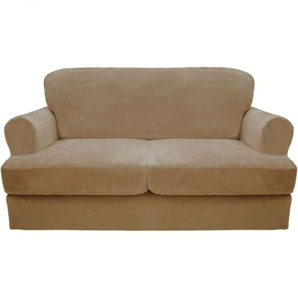 T Cushion Sofa Cover 3 Piece Loveseat Slipcovers, Soft Thick Velvet Couch Cover For Living Room, Washable High Stretch Furniture Protector With 2 Cushion Sofas Slipcover (Medium, Taupe),22543673