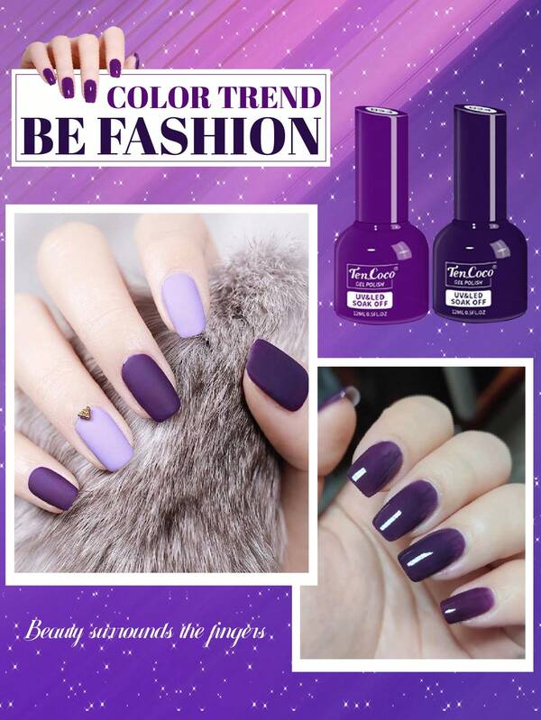 1pc Or 6pcs Glass Bottles 12ml/0.5oz Purple Color Series Nail Gel Polish Set Choose DIY Nail Art Design For Halloween And Christmas Decorations