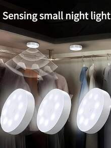 3 Pieces Of Warm White/Cold White Motion-Sensing Night Lights - Adjustable Brightness, Automatic On/Off, Perfect For Bedside, Staircases, Under Cabinets And Wardrobes, And Bedroom Night Lights - 白色 - 查看 1