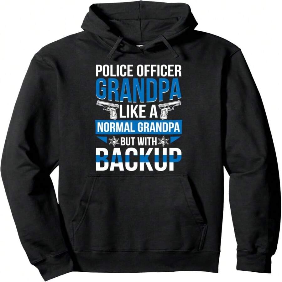Grandpa Of A Officer Funny Grandfather Pullover Hoodie - 黑11 - 查看 1