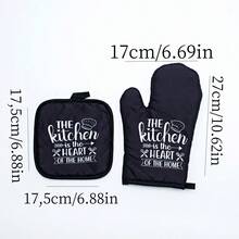 6pcs Heat Resistant Gloves And Pads Set, Includes 2pcs Microwave/Oven Gloves, 2pcs Placemats, 2pcs Dish Cloths