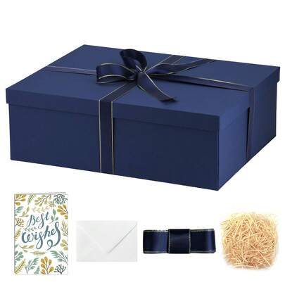 A Large Gift Box 17x13x6 Inches,Blue Boxes For Presents,Birthday,Valentine's Day,Mother's Day,Christmas,Anniversary.