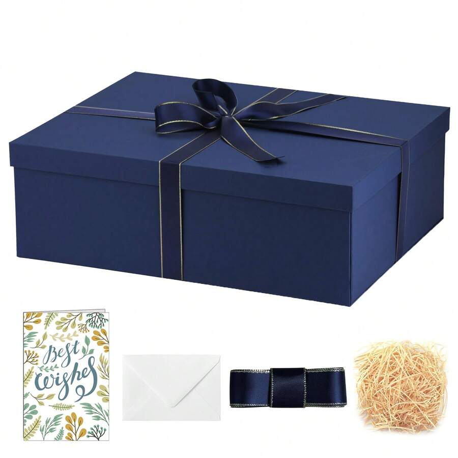 Hộp quà lớn 17x13x6 inch, Hộp màu xanh dùng để tặng quà sinh nhật, ngày lễ tình nhân, ngày của mẹ, giáng sinh, kỷ niệm. - Màu xanh lam - Xem 1