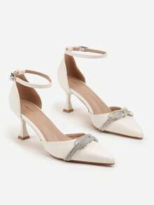 Elegante spitze Slingback Absatzschuhe - Damenschuhe für Abend/Party - Weiss - Übersicht 5