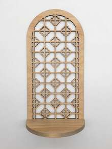 1/2pcs Gothic Cathedral Window Crystal Treasures Plants And Candles Wood Shelf,Wall Monted Wooden Candle Holder,Floating Home Decor Shelf,Bedroom Kitchen Living Room Wall Art Shelf,Small Objects Display Rack,Christmas Decorations,Halloween Candle Shelf Decor - Multicolor - View 3