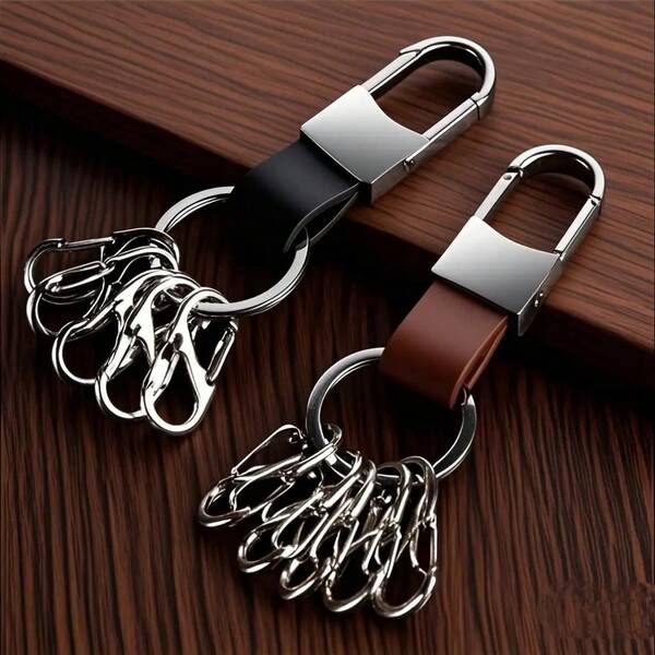 1pc Multifunctional Quick Release Keychain, Convenient Categorization With Multiple Rings And Hooks, Premium Metal Minimalist Keychain (1 Large Ring + 5 Quick Detach Small Rings) Combo Set