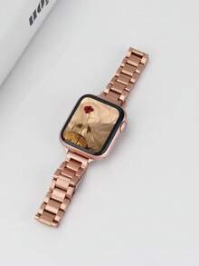 1PC Women's Rose Gold Stainless Steel Watch Strap Watchbands Compatible With IWatch 49mm 46mm 45mm 44mm 42mm 41mm 40mm 38mm, Business Fashion Metal Watch Band Compatible With Apple Watch Series 11 SE3 10 9 8 7 6 5 4 3 2 1 Ultra3/2/1, Luxury Slim Dressy Smart Watch Strap Accessories Compatible With Apple Watch Bands, - 玫瑰金 - 查看 3