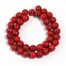 1 szt. Naturalne okrągłe koraliki z czerwonego turkusu 4/6/8/10/12 mm, modne koraliki DIY w kolorze jeansu, świąteczne, czerwone, odpowiednie do tworzenia bransoletek, naszyjników, biżuterii, bransoletek dla par, łańcuszków do telefonów, breloków, hurtowych koralików