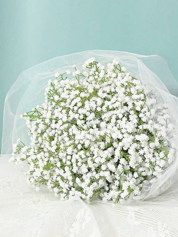 5/10/20pcs White Gypsophila, Artificial Flowers With Stems, Fake Baby's Breath Bouquet, Suitable For Christmas Vase Arrangement, DIY Bouquets, Home Decor, Room Decor, Tabletop Decor, Living Room Decor, Office Decor, Outdoor Garden Decor, Wedding Decor, Party, Birthday Decor