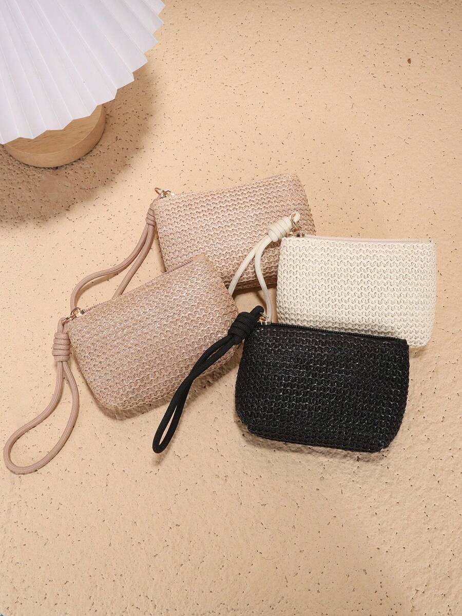 Women Small Woven Wallet Coin Purse Card Holder Handbag Pouch ,Travel Essential Bag - Multicolor - View 1
