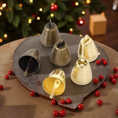 5 piezas de campanas de bronce antiguo con forma de flor, accesorios de collar para mascotas DIY