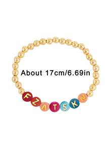 Customized Multi-Color Letter Beads And Round Beads Bracelet Set, Can Be Customized With Name, Slogan, Album Name, Concert Support, As A Gift For Relatives And Friends, As A Gift For Parents, As A Gift For Friends. Personalized Letter Bracelet.
