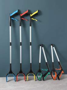 1pc (Random Color) Foldable Aluminum Alloy Trash Clamp Sanitary Clamp Cleaning Tool Pick Up Reacher Garbage Picker With Foldable Clamp, Tools For Men