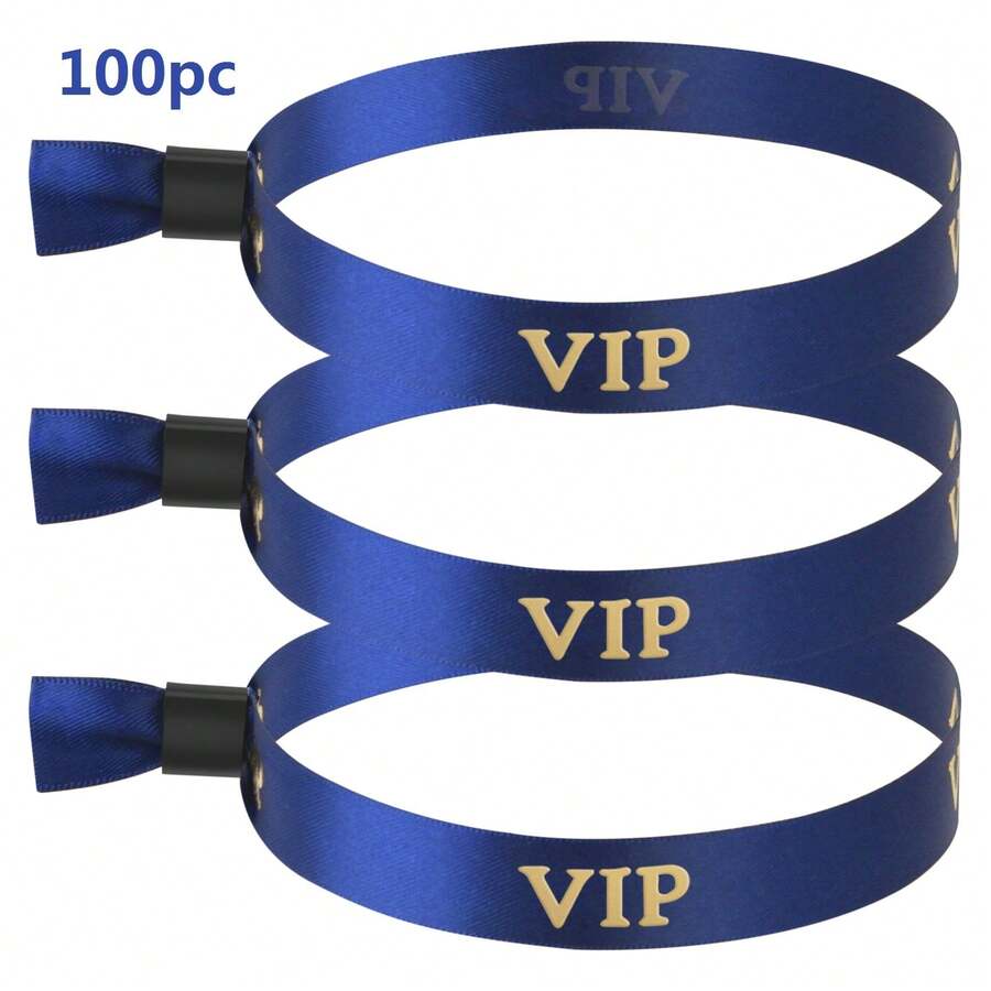 100pcs/10pcs Identification Wristbands, Event Party Wedding Bracelets, Bar Party Race Woven Labels, VIP Check-In Woven Labels, Wristbands, Sports Wristbands, VIP Wristbands, Party Wristbands, Fabric Wristbands, Event Armbands, Music Festival Exhibition Holiday Supplies, Black And Gold VIP Wristbands, Event Party Bracelets, Wedding Holiday, Christmas, Halloween Identification Wristbands - Multicolor - View 1