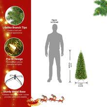 SHARECONN 4/5/6/7/7.5ft Prelit Artificial Hinged Slim Pencil Christmas Tree With Warm White Lights, Full Branch Tips, Good Choice Decoration For Xmas Holiday, 4 FT,5 FT,6 FT,7 FT,7.5 FT, Green