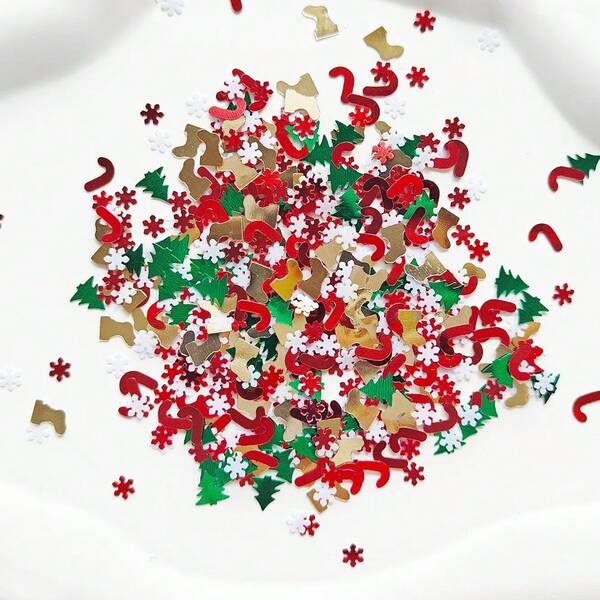 22g Lentejuelas de copo de nieve navideño - Aproximadamente 3500 piezas de lentejuelas navideñas - Para relleno de moldes DIY, decoraciones de cumpleaños, bodas y fiestas de San Valentín, fabricación de joyas y llaveros, decoraciones artesanales