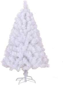 A White Bare Christmas Tree, High-Density Artificial Pine Tree With Base, Easy To Assemble, Holiday Decoration, Not Lit, Artificial Half Christmas Tree, Create A Festive Atmosphere, Space-Saving Design, Can Be Used Indoors And Outdoors, Christmas Decoration, Suitable For Home, Office - White - View 7